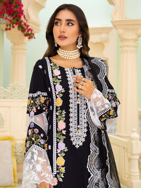 Black Stitched 3 pc Dhanak