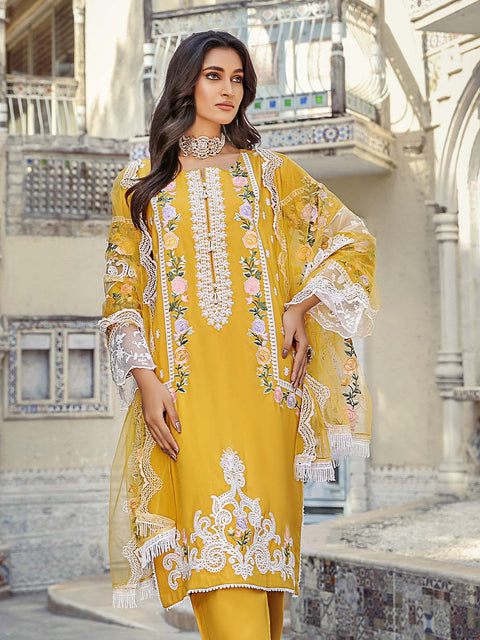 Yellow Stitched 3 pc Dhanak