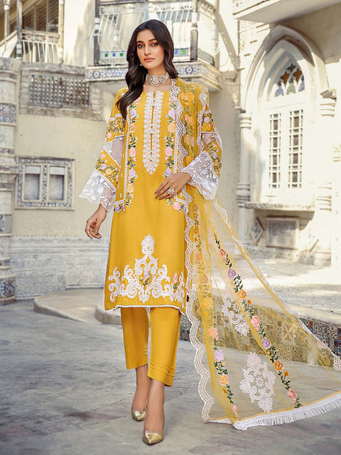 Yellow Stitched 3 pc Dhanak