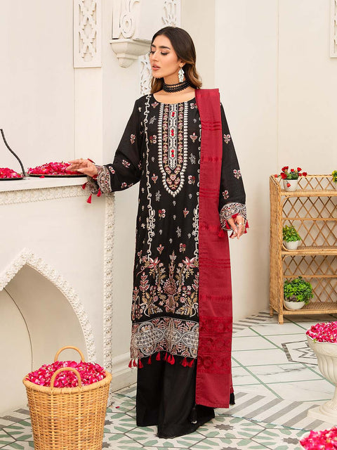 3 piece - Embroidered Karandi Suit with Jacquard Velvet Shawl