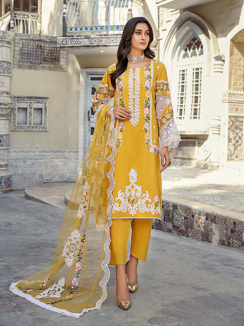 Yellow Stitched 3 pc Dhanak