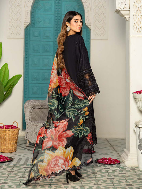 Black Stitched 3 pc Dhanak Sequence