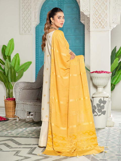 3 piece - Embroidered Karandi Suit with Jacquard Velvet Shawl