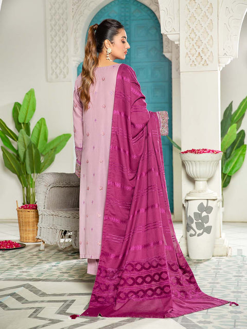 3 piece - Embroidered Karandi Suit with Jacquard Velvet Shawl