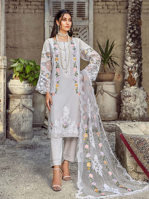 White Stitched 3 pc Dhanak