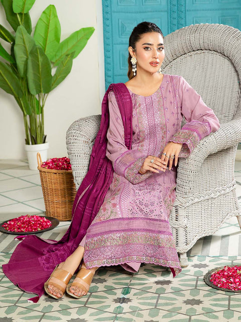 3 piece - Embroidered Karandi Suit with Jacquard Velvet Shawl