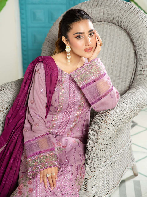 3 piece - Embroidered Karandi Suit with Jacquard Velvet Shawl