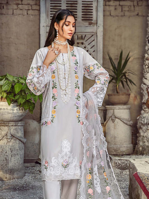 White Stitched 3 pc Dhanak