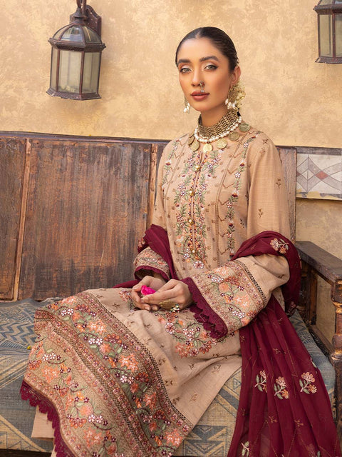 3pc Unstitched - Luxury Embroidered Karandi Collection